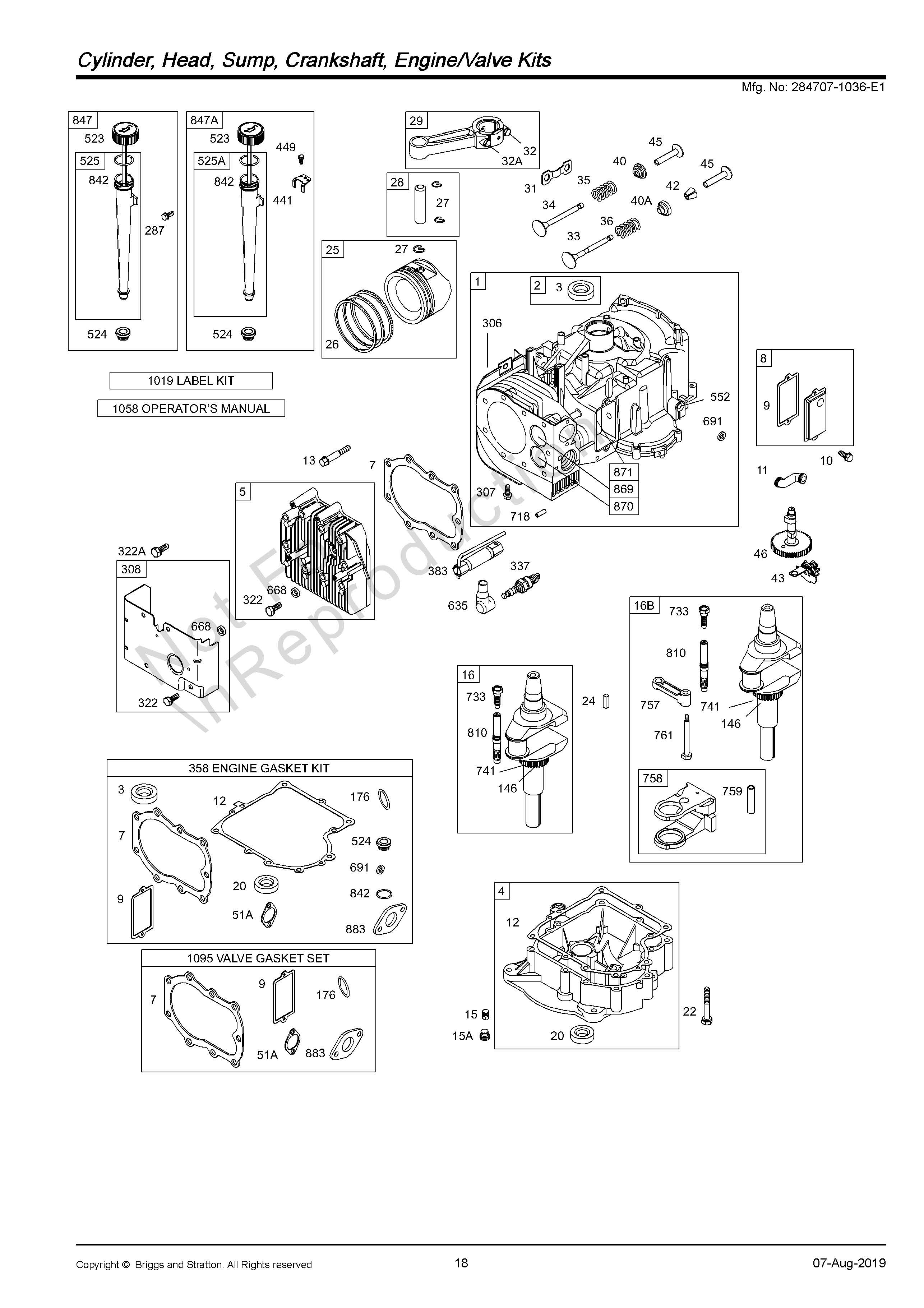 Briggs & Stratton TOUTES LES VUES ÉCLATÉES
