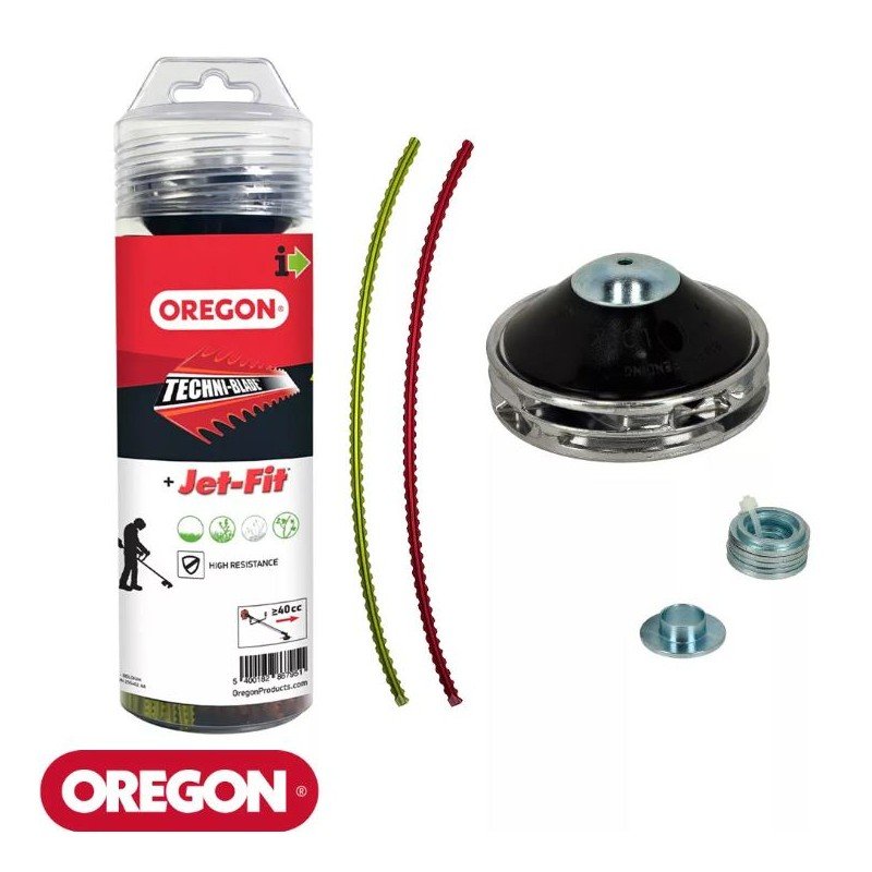 KIT TETE JET-FIT 111111 + 155 BRINS DE FIL OREGON TECHNIBLADE 7MM + 205 BRINS DE FIL OREGON TECHNIBLADE 6MM - 525242
