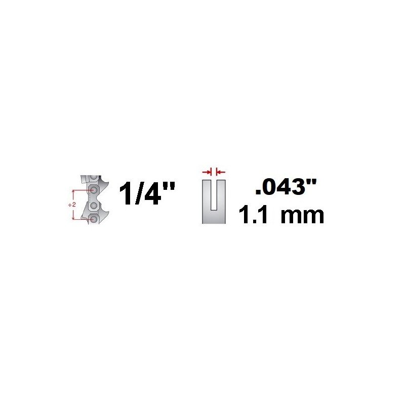 CHAINE ADAPTABLE TRONCONNEUSE  - SEMI-CARREE - PAS 1/4 - JAUGE .043  - 1.10MM - 58 MAILLONS - STIHL 3670-000-0058 - 71PM3