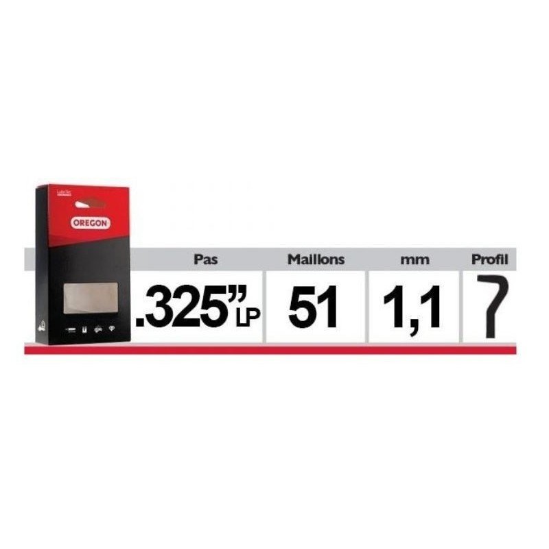 CHAINE TRONCONNEUSE OREGON 80TXL051E - .325" - 1.1 - 51 MAILLONS - 51 ENTRAINEURS
