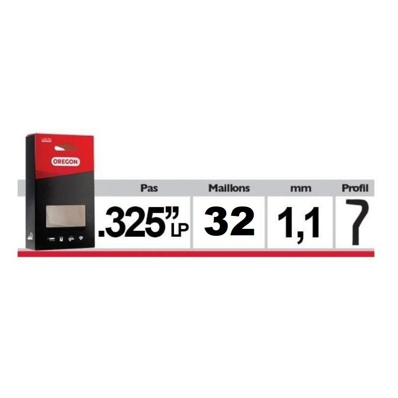 CHAINE TRONCONNEUSE OREGON 80TXL064E - .325" - 1.1 - 64 MAILLONS - 64 ENTRAINEURS