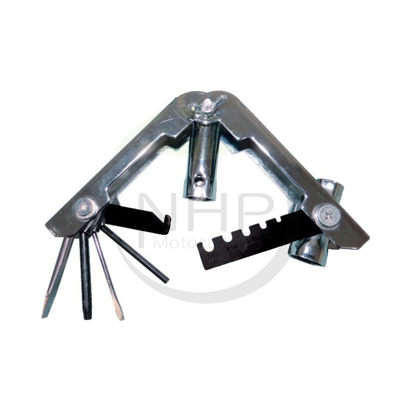 OUTIL MULTIFONCTIONS POUR TRONCONNEUSE AVEC CLE BOUGIE - CURE GUIDE - TORX T8 - TOURNEVIS PLAT