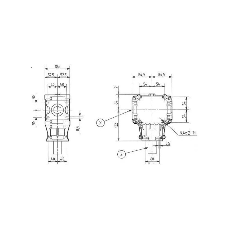 RENVOI D'ANGLE - BOITIER DE TRANSMISSION COMER 281864 - T-281B - 1,46:1 - 1:1.46